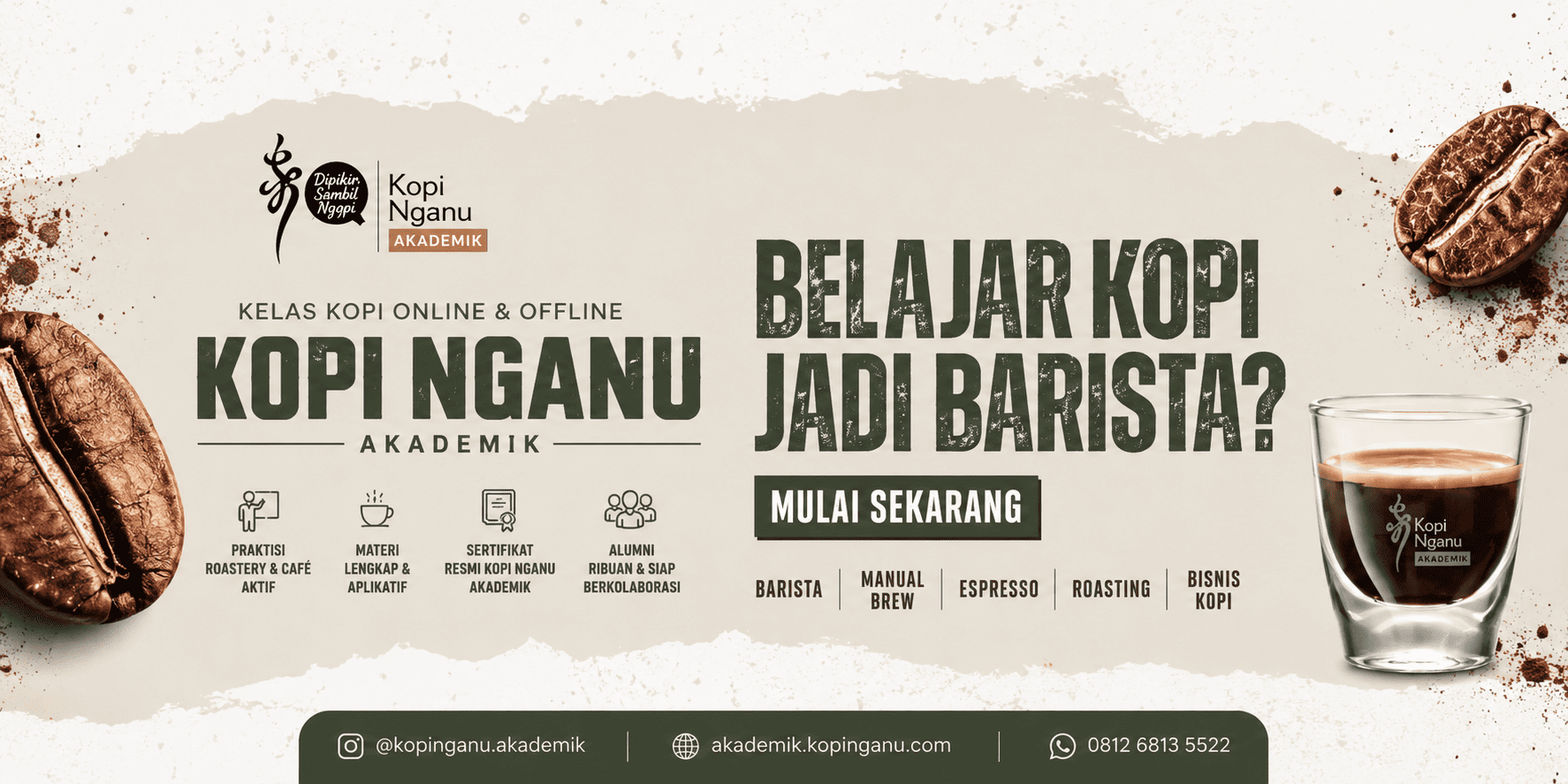 Kopi Nganu Akademik — Kelas Barista, Manual Brew, Espresso, Roasting, Bisnis Kopi Online & Offline
